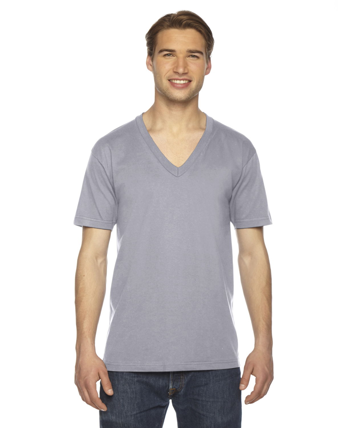 American Apparel 2456 Unisex Usa Made Fine Jersey Short Sleeve V Neck T ...