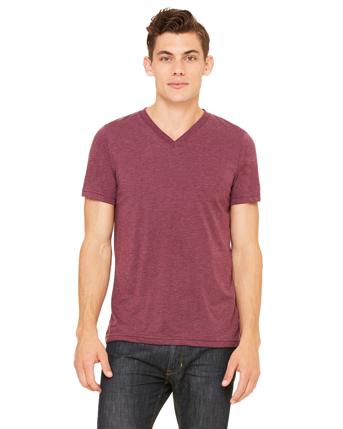 maroon v neck t shirt