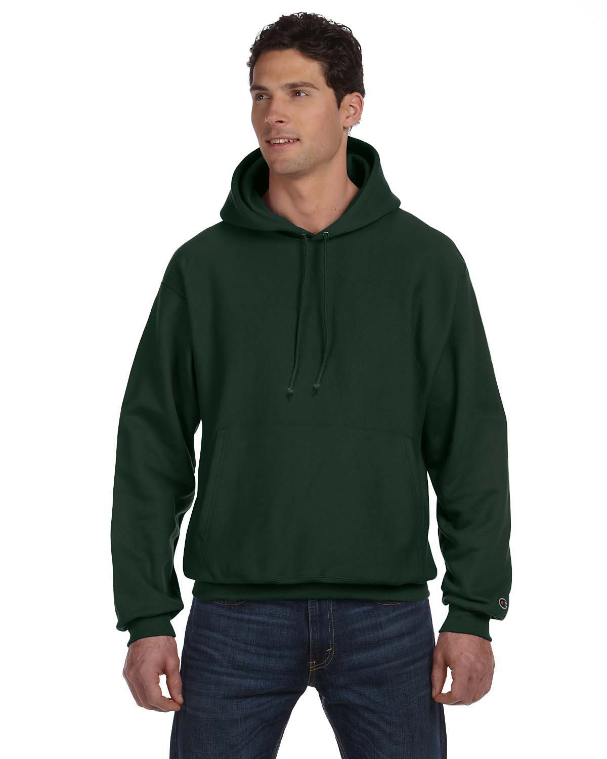 navy green champion hoodie