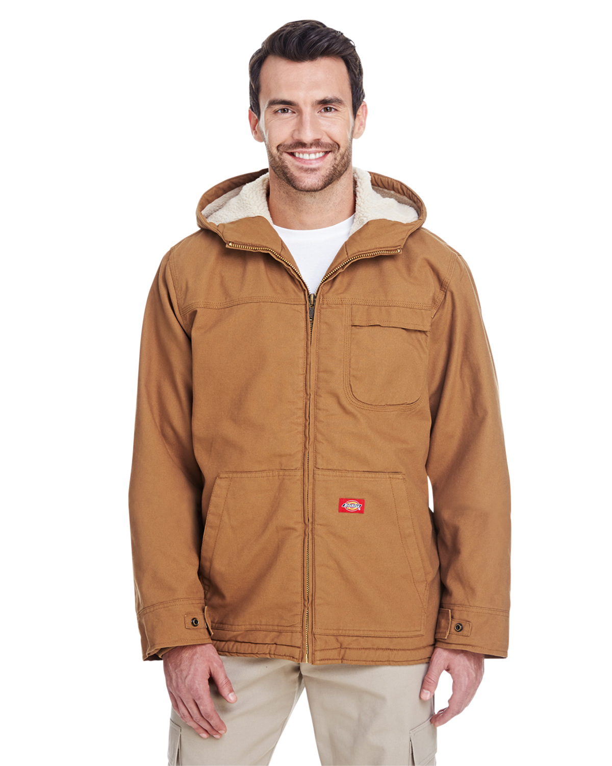 genuine dickies men's sherpa pullover hoodie with jersey lined hood