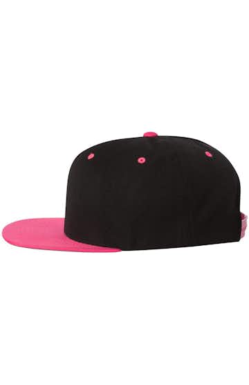 Yupoong 6089 Black / Neon Pink