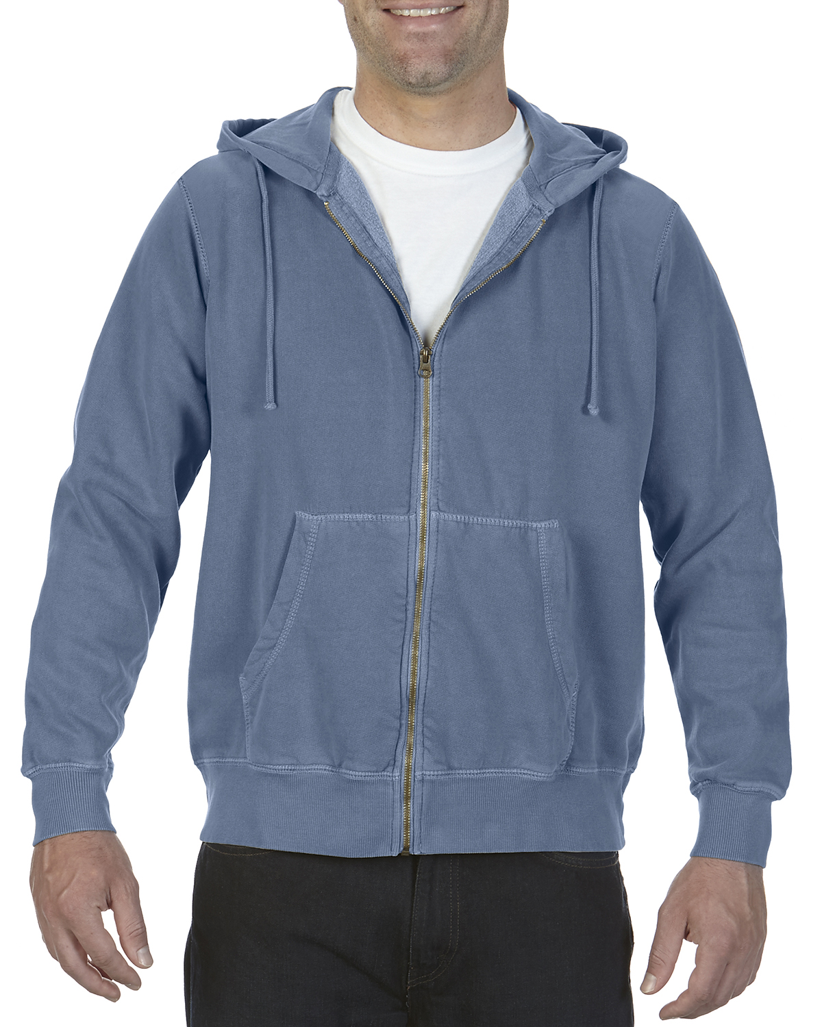 Comfort Colors 1568 Blue Jean Adult Full-Zip Hooded Sweatshirt