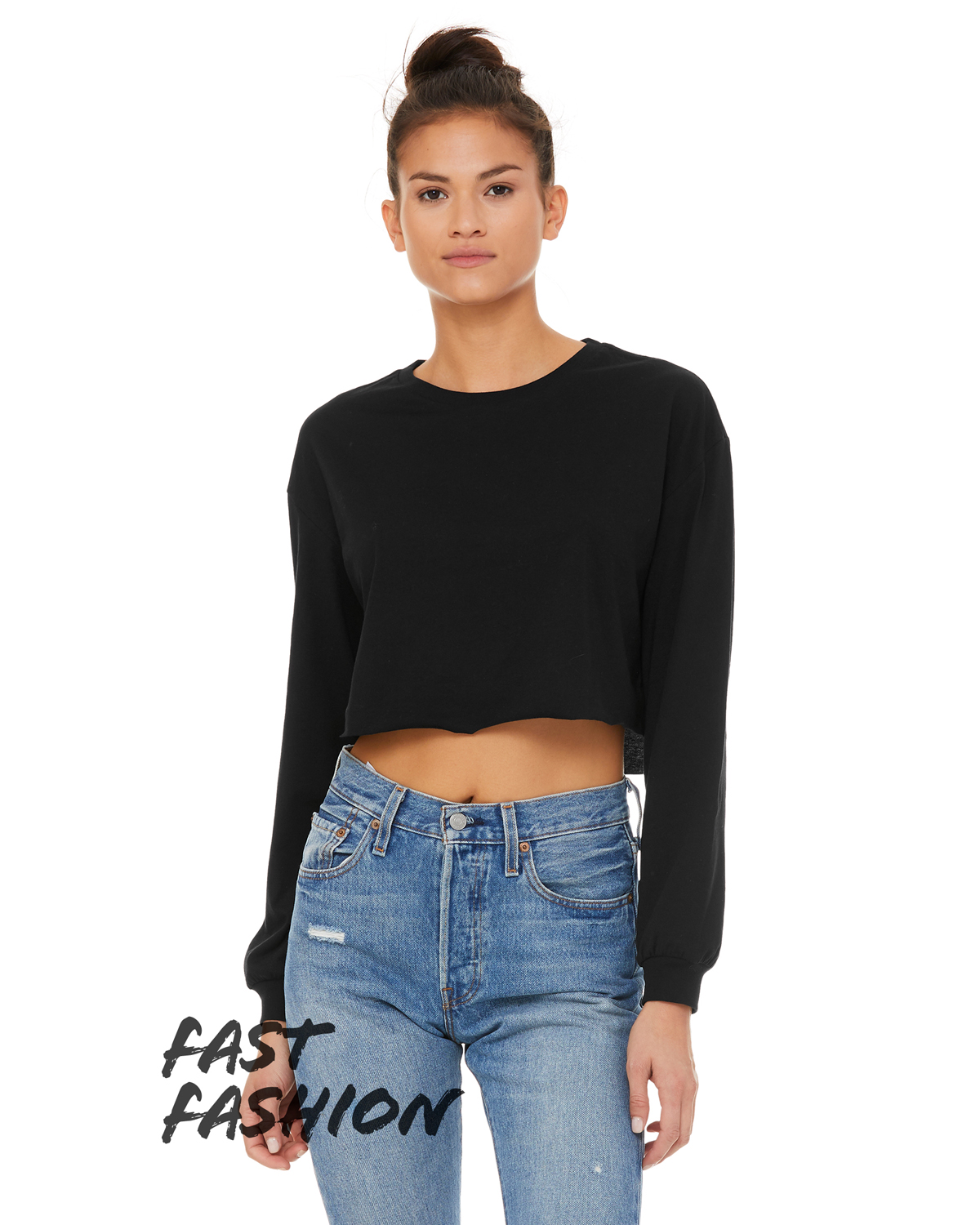 Bella Canvas 6501 B Fast Fashion Ladies' Cropped Long Sleeve T Shirt ...