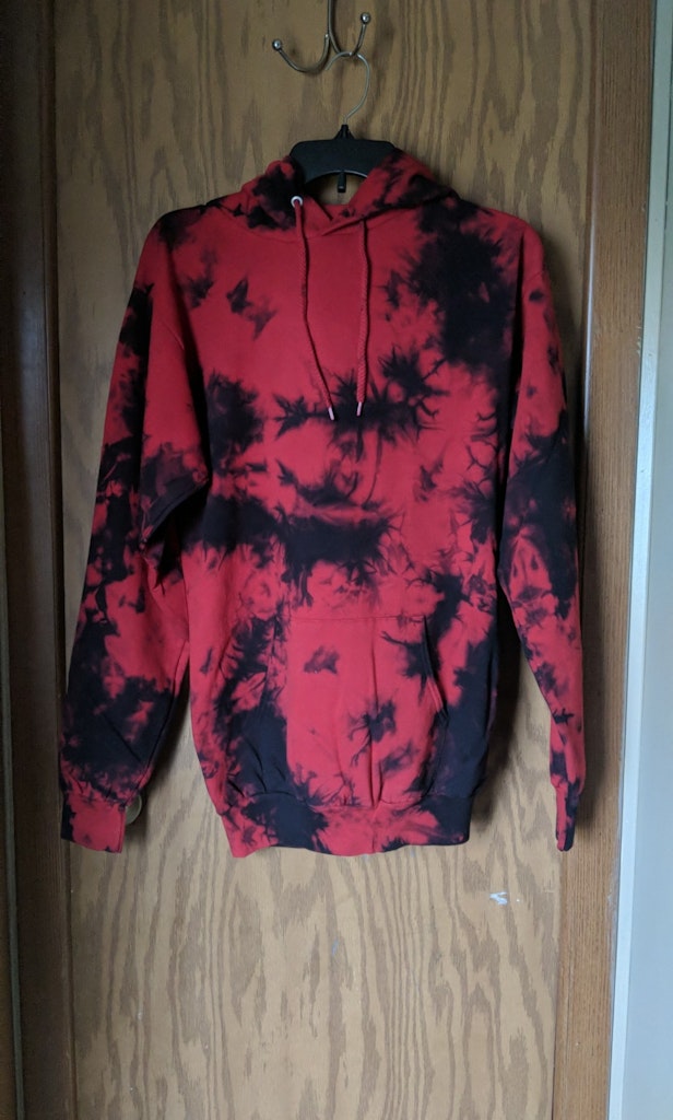 Port & Company PC144 Crystal Tie-Dye Pullover Hoodie 3XL Black/ Red